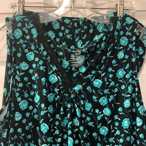 PAJAMAS/LOUNGE WEAR GEORGE 2PCS BLACK/GREEN -TOP SZ 2X/BOTTOMS XL LACE TRIM